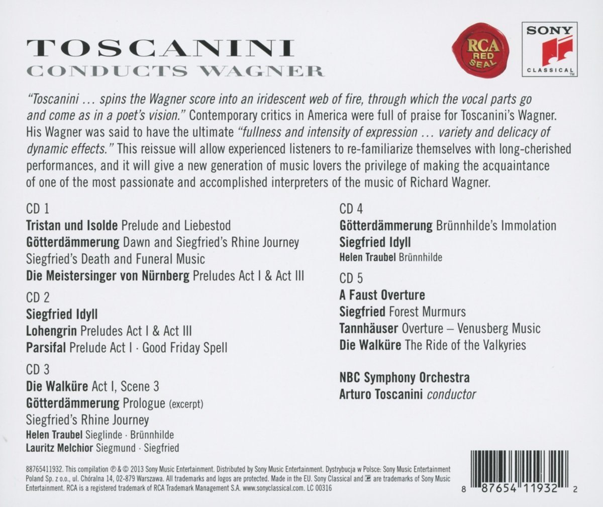 Sony Masterworks new release Toscanini Conducts Wagner