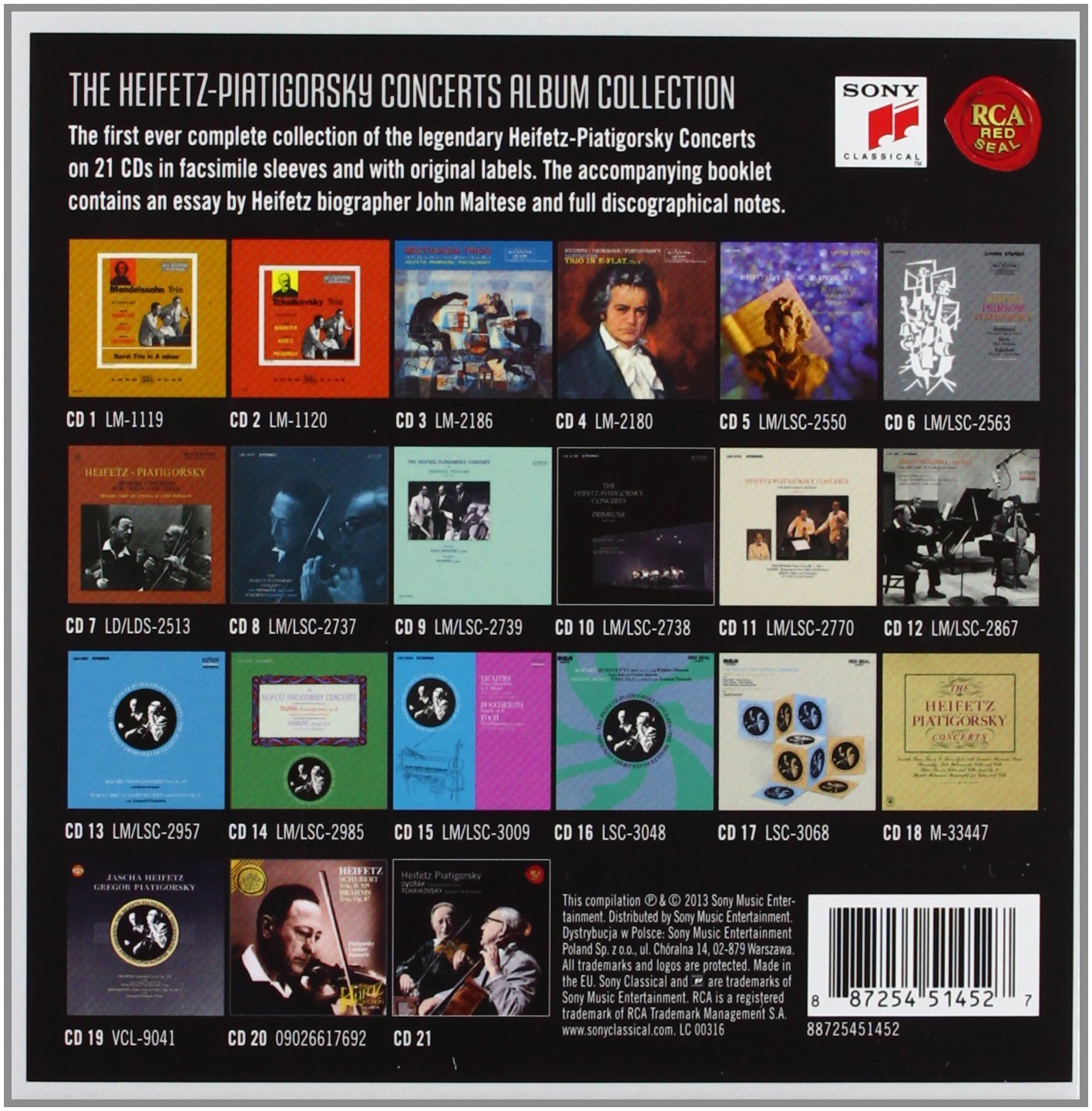 Heifetz & Piatigorsky RCA 21 CDs box-set, Concerts 