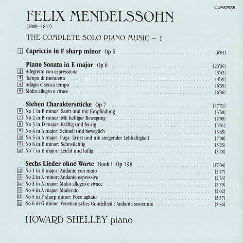  Piano Music of Mendelssohn, Volume 1 on Hyperion