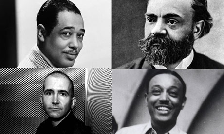 Images of Duke Ellington, Alex Ross, William Grant Still and Antonín Dvořák